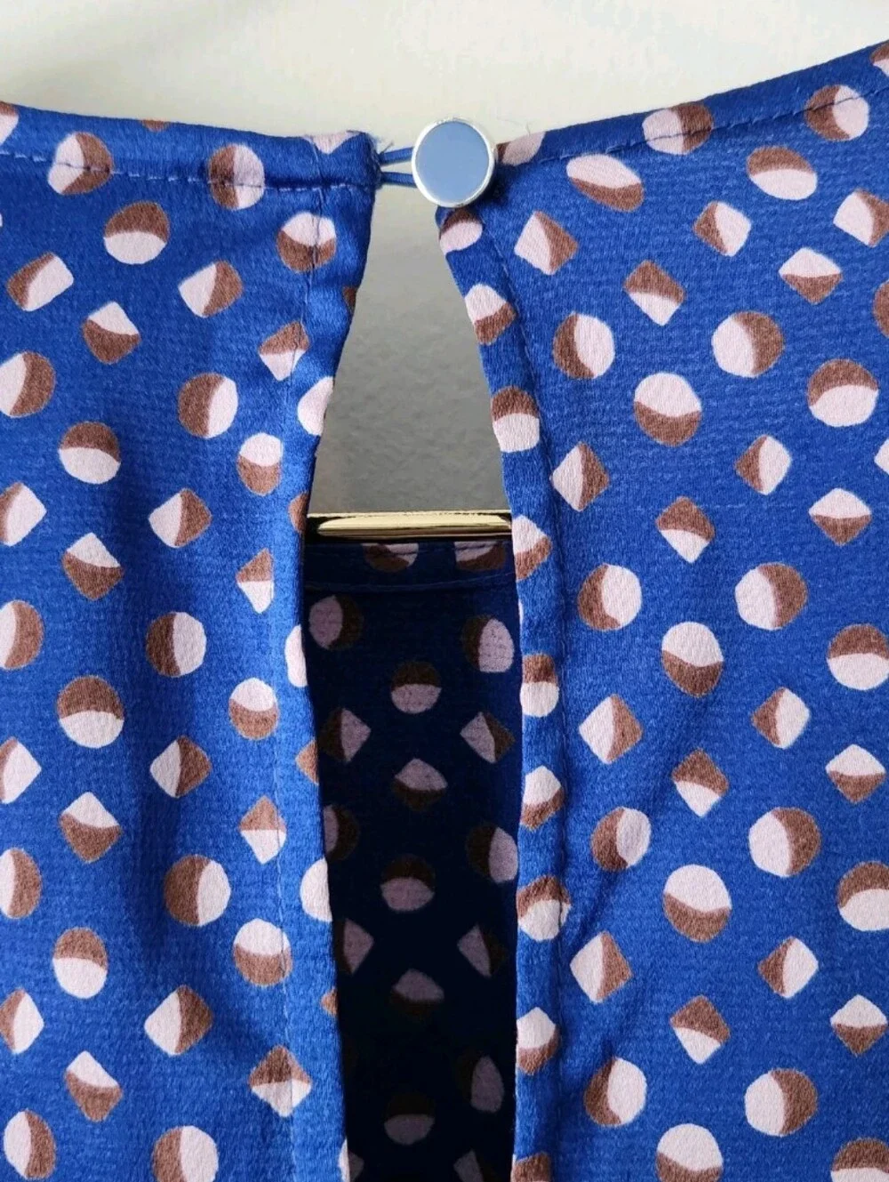 Kate Spade Blue Blouse Geo Dot Ruffle Sleeve  Corpcore Office Size XS Romantic